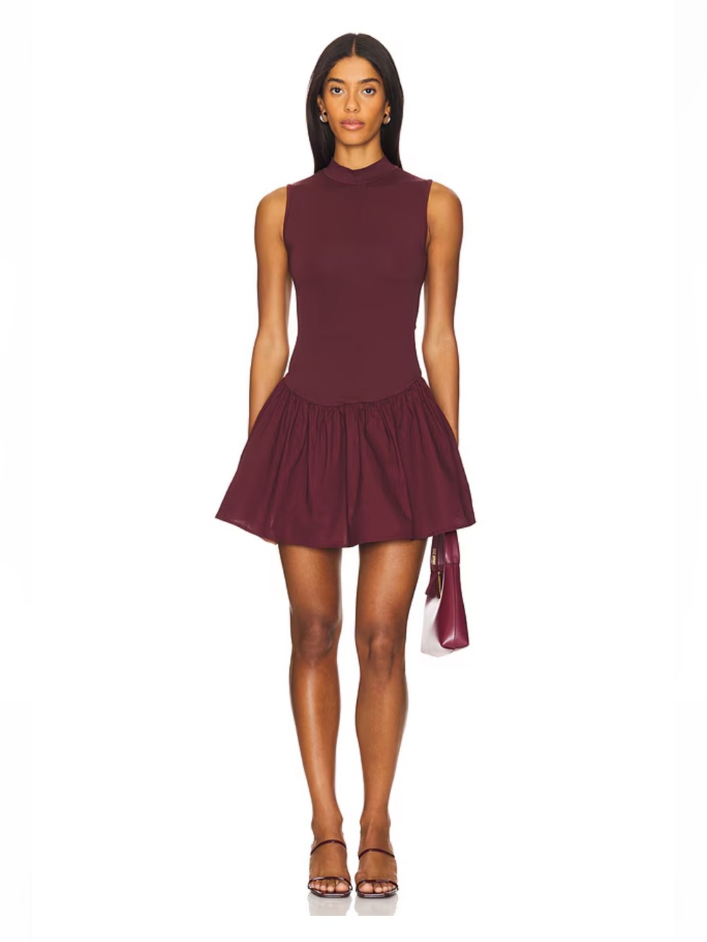 NWT WEWOREWHAT Mockneck Dress in Eggplant Size Small 9540